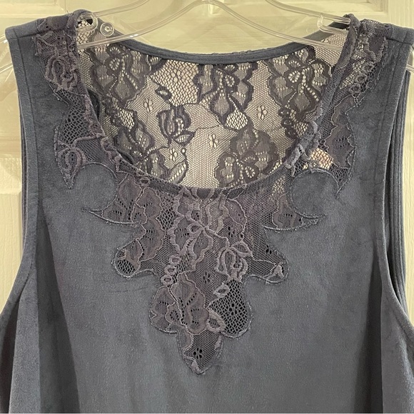 Altar’d State Faux Suede and Lace Dress Navy - M - Picture 2 of 7
